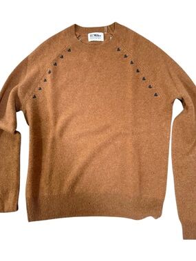 27 miles Malibu cashmere Brown Crewneck Sweater with Heart Accents